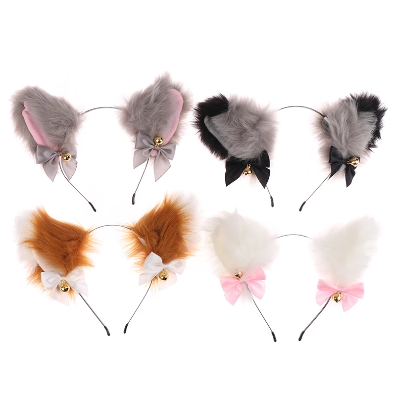 S Beautiful Masquerade Halloween Cat Ears Cosplay Cat Ear Party Costume Bow Tie Bell Headwear Headband Hair Accessories