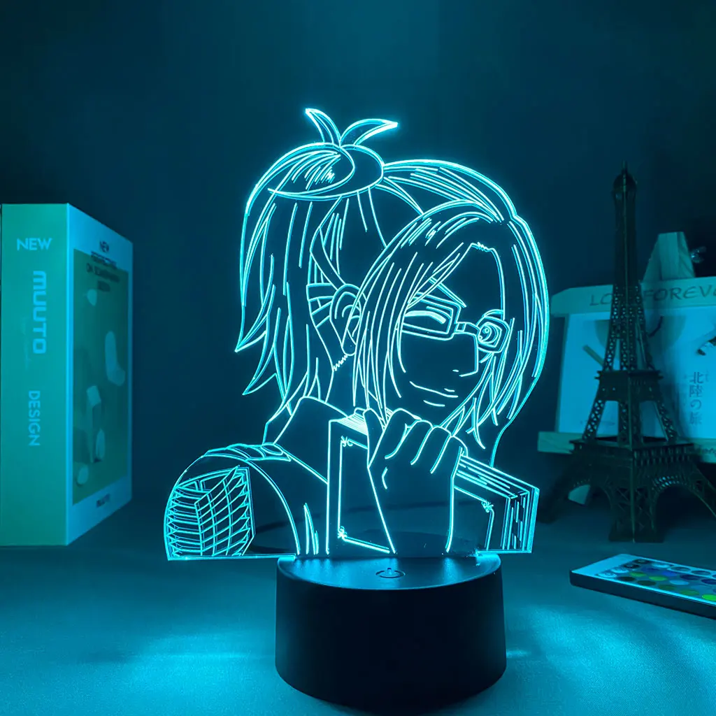

Led Panel Lights Anime Figure Attack on Titan Hange Zoe Gift To Girlfriend Lamp Be Night Dorm Room Lightings