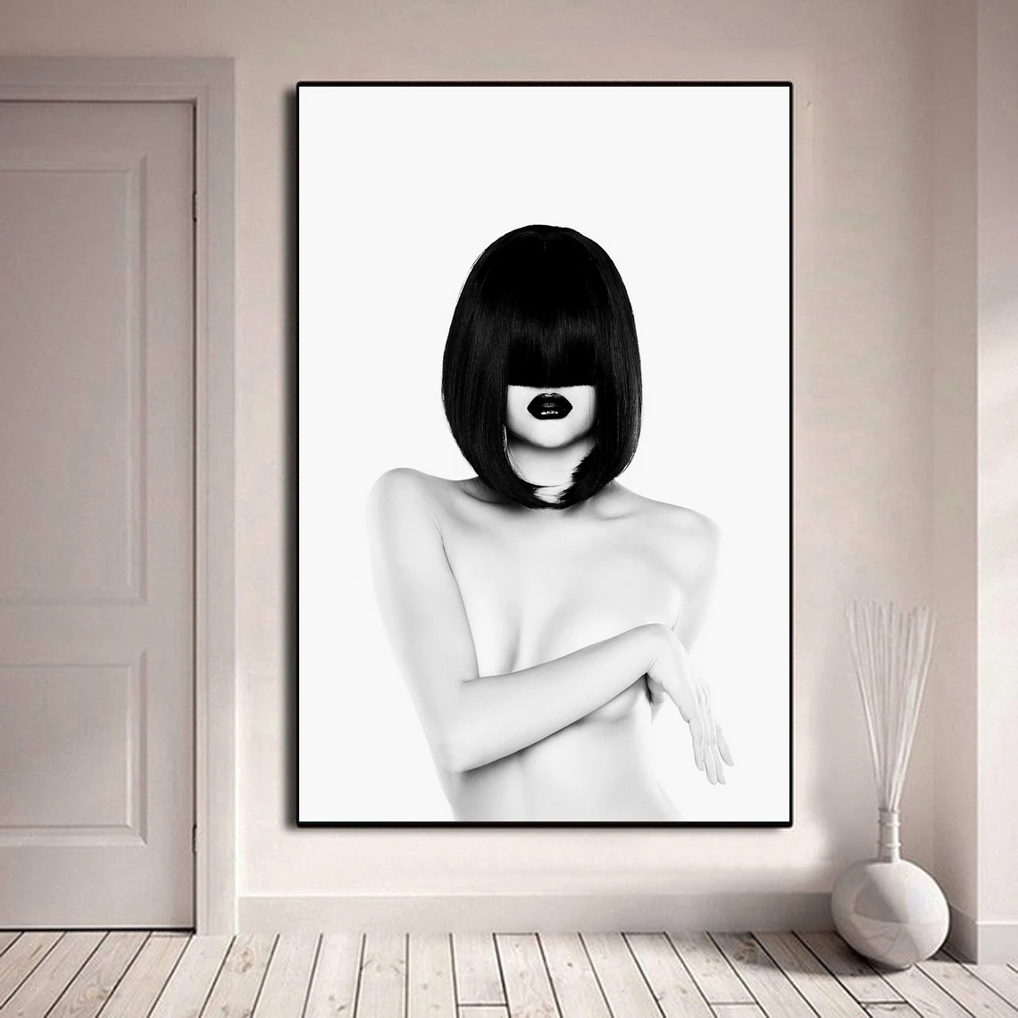 Плакат С Черной Бахромой сексуальный без бюстгальтера грудь женский