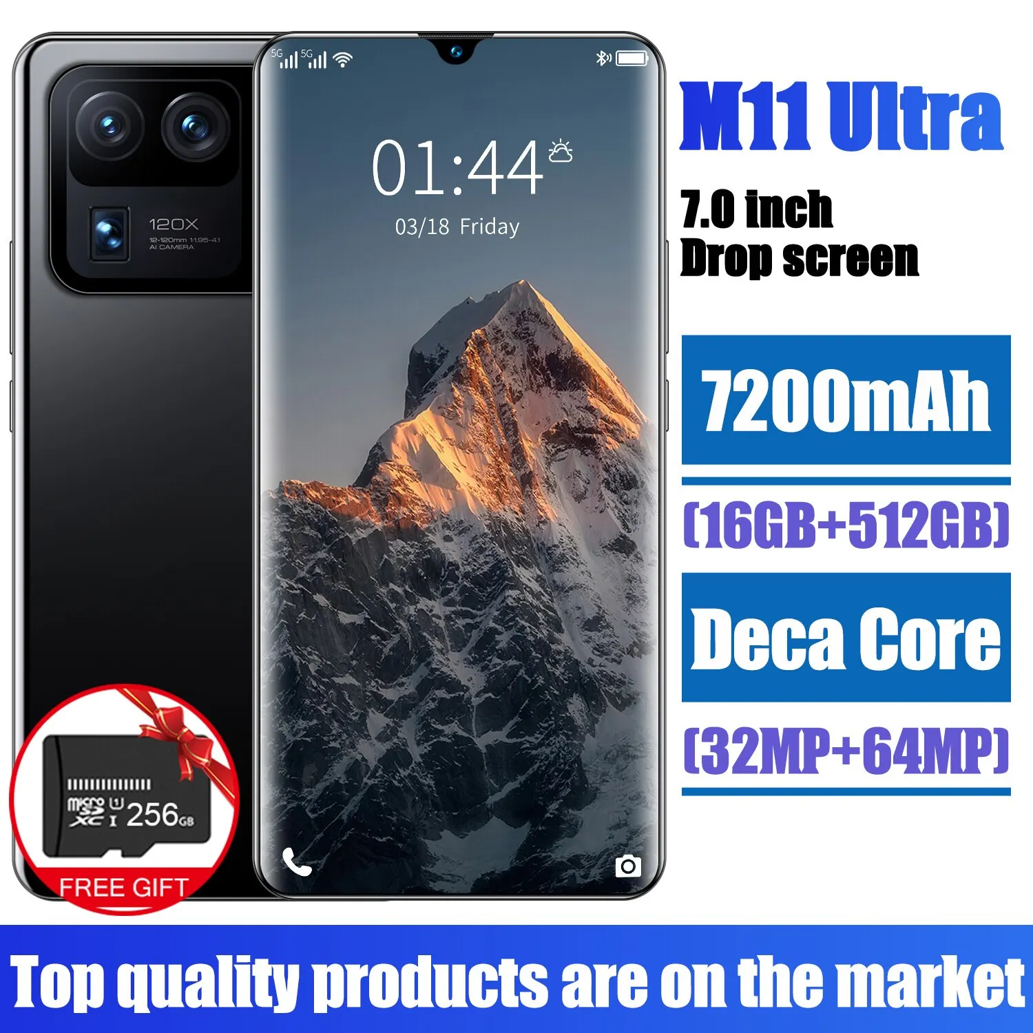 

M11 Ultra Deca Core Face Unlock 32+64mp 7200mah 16+512gb Smart Phone Mtk6893 Global 7.0 Inch Drop Screen Cell Phone