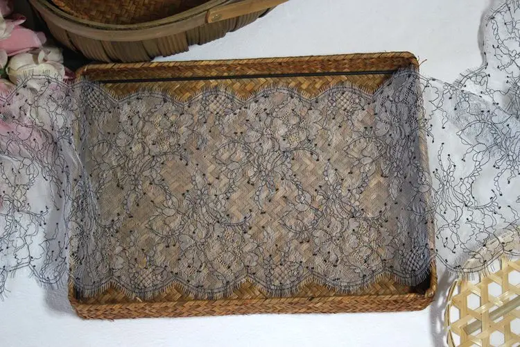 25 см шириной двухцветная контрастная модная кружевная ткань с ресницами для