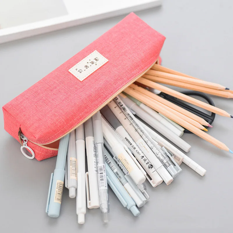 Cute Candy Color Pencil Case Kawaii PU Pen Big Capacity Bag For Girls Gifts School Office Supplies Stationery |