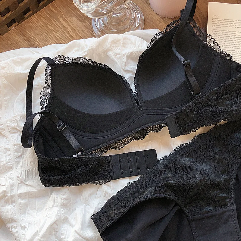 underwear sets sale French Underwear Sexy Lace Bra Set Women's Rimless Girl Super Light Triangle Cup Push up Bralette And Panties Sleepwear Sets sexy bra and panty