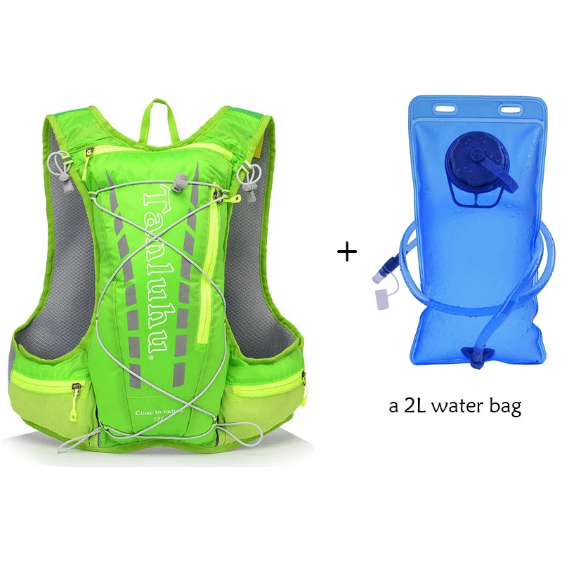 green 1 15L велосипедная Сумка для бега, мужская и женская сумка для воды, рюкзак, дышащий ультра-светильник, рюкзак для велоспорта, беговые марафоны - Цвет: green 1