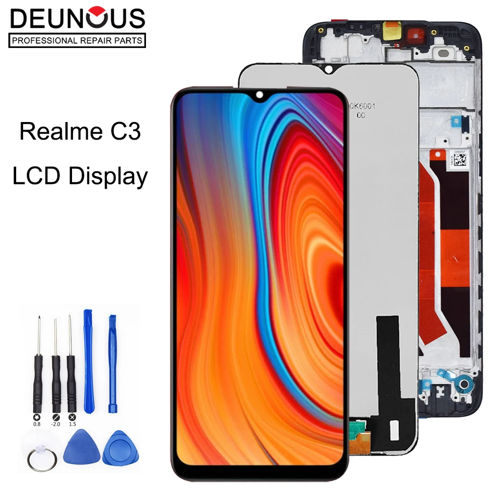 ЖК дисплей для Realme C3 RMX2027 RMX2021 RMX2020 с рамкой дигитайзер сенсорный экран замены OPPO C 3