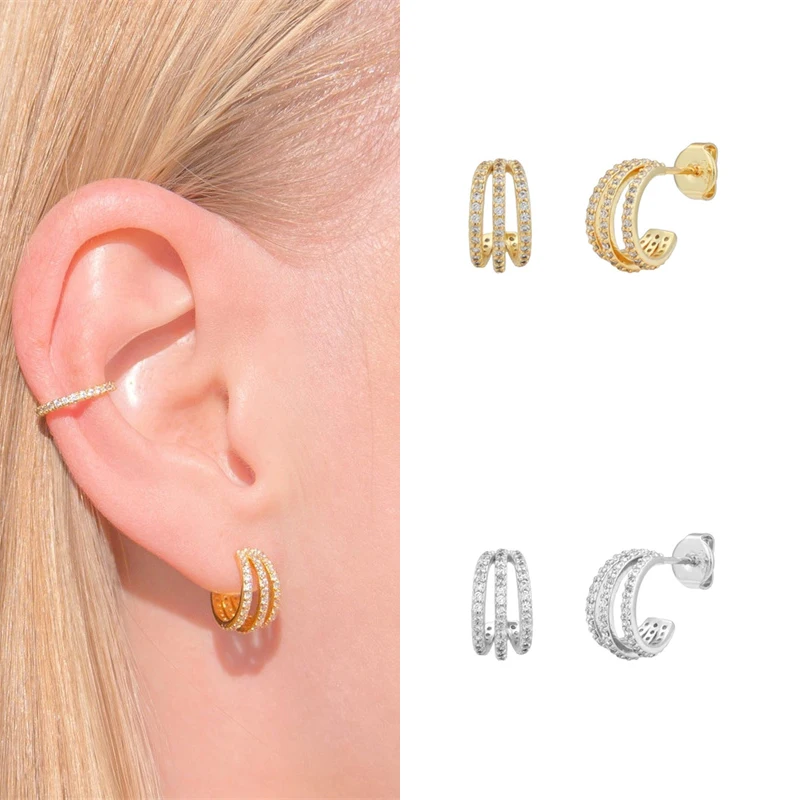 CRMYA  Gold Silver Filled Hoop Earrings for Women Big CZ Zircon Huggie Earring Circle Ear Rings Men Aretes Wholesale Jewelry images - 6