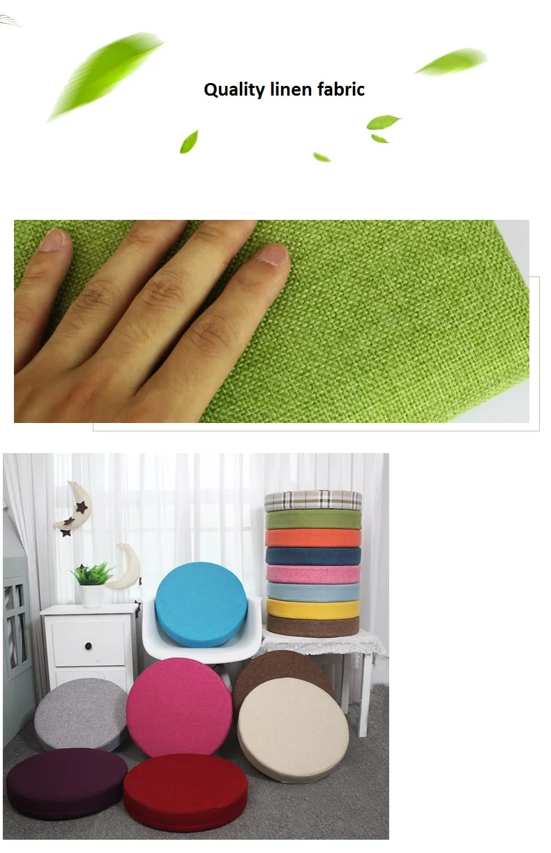 Пользовательская льняная Подушка круглая губчатая подушка для сиденья
