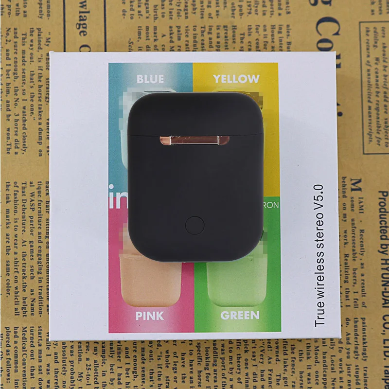 Inpods, 12 TWS, Bluetooth, вкладыши, 5,0, беспроводные наушники, гарнитура с сенсорным управлением, наушники для всех телефонов, PK i10 i12 i200 TWS - Цвет: Черный