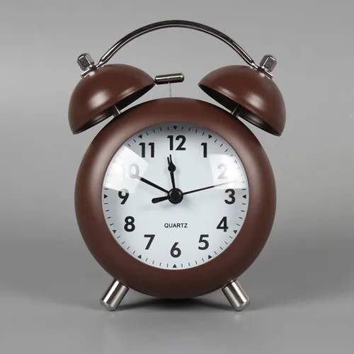 

Creative Mini Simple Fashion Student Mute Metal Alarm Clock Bedside Bedroom Bell Table Clock with Night Light
