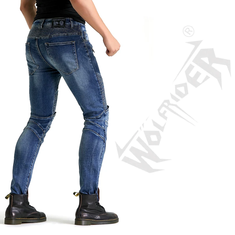 Корейская распродажа облегающие мотоциклетные джинсы мужские брюки для езды по