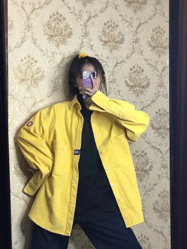 

CAVEMPT 20AW Solid Color Corduroy Jacker Oversized High Street Hip-hop C.E Jacket Men Women Couples Fall Winter Jacket