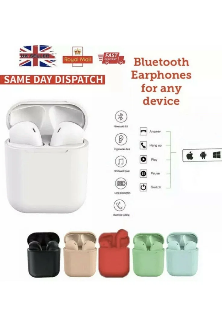 

White Black Twins Wireless Bluetooth For TWS Stereo Earpods Headphones Earphones