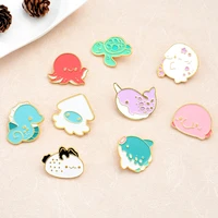 whale enamel pin tortoise fish hippocampus brooches for shirt lapel bag childhood badge cartoon jewelry gift for kid