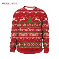 merry christmas elk printed mens sweater funny cute novelty tops jumper autumn oversized sweatshirt ugly christmas for gifts
