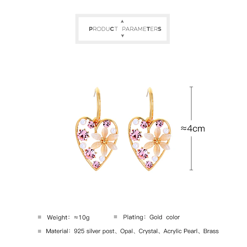 

New Arrival Pink/Purple Color Drop Earring Crystal Brass Cute Opal Earring For WomenUnique Charming Gift Earring Jewelry