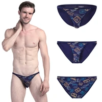 mens briefs dark blue print low rise sexy bikini panties underwear bamboo soft comfortable briefs