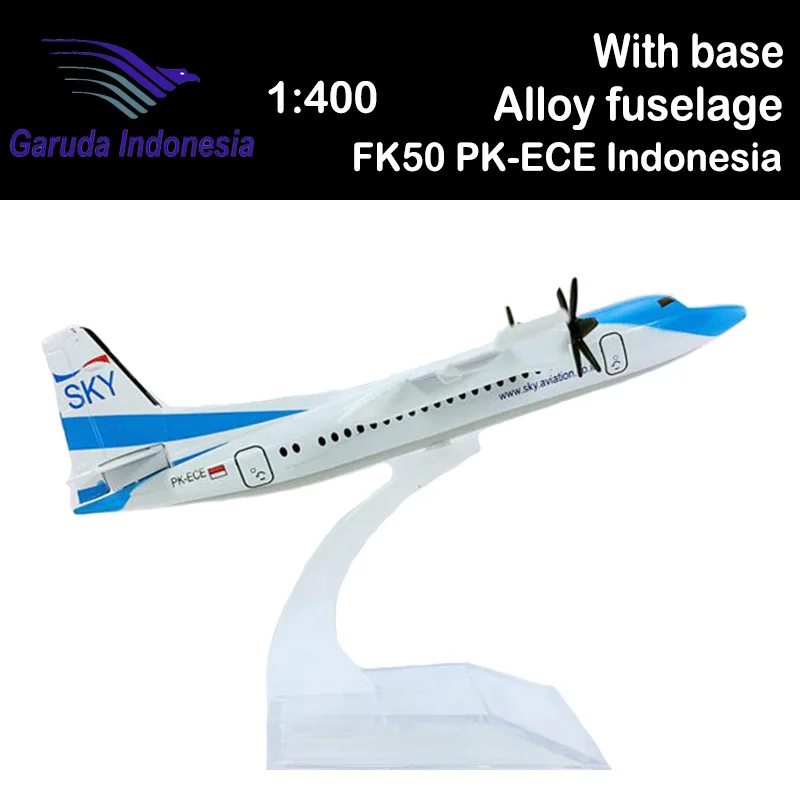

16CM 1:400 FK50 PK-ECE Model Garuda Indonesia Airlines with Base Alloy Metal Aircraft Plane Airliner Display Adult Kids Souvenir