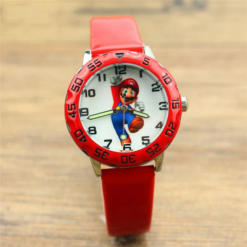 

Original super mario dial children wrist watches student anime cartoon waterproof quartz leather kids birthday gifts watches toy
