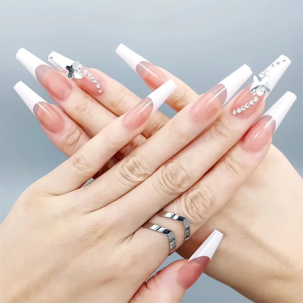 

24 шт., наклейки для ногтей в французском стиле