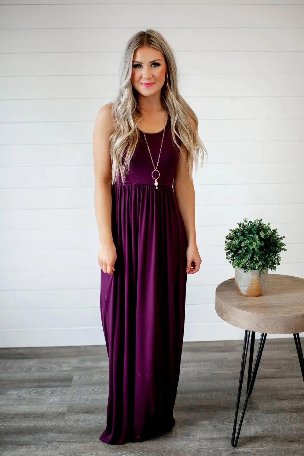 

New casual solid party dress summer fashion U-neck sleeveless women's Vest long skirt