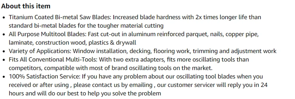 EZARC Titanium Oscillating Multitool Blades Power Cut Saw Blades for Wood, Metal and Hard Material, 3-Pack EZARC Titanium Oscillating Multitool Blades Power Cut Saw Blades for Wood, Metal and Hard Material, 3-Pack