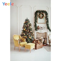 christmas tree fireplace brick wall carpet chair wreath backdrop photography custom photographic background for photo studio