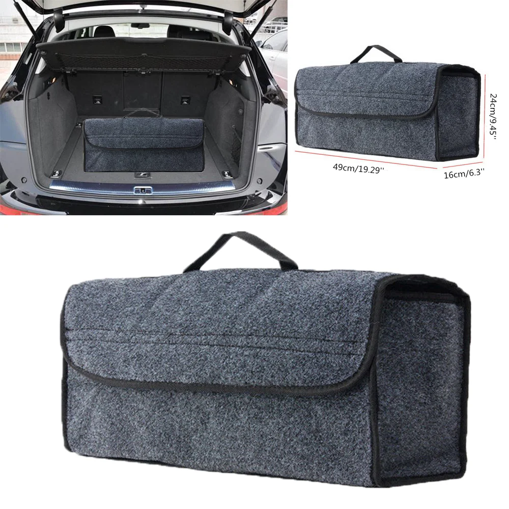 

Car Large Anti-Slip Compartment Boot Storage Organizer Tool Bag Auto Trunk Organizer Soft Felt Storage Box Interior Accessories