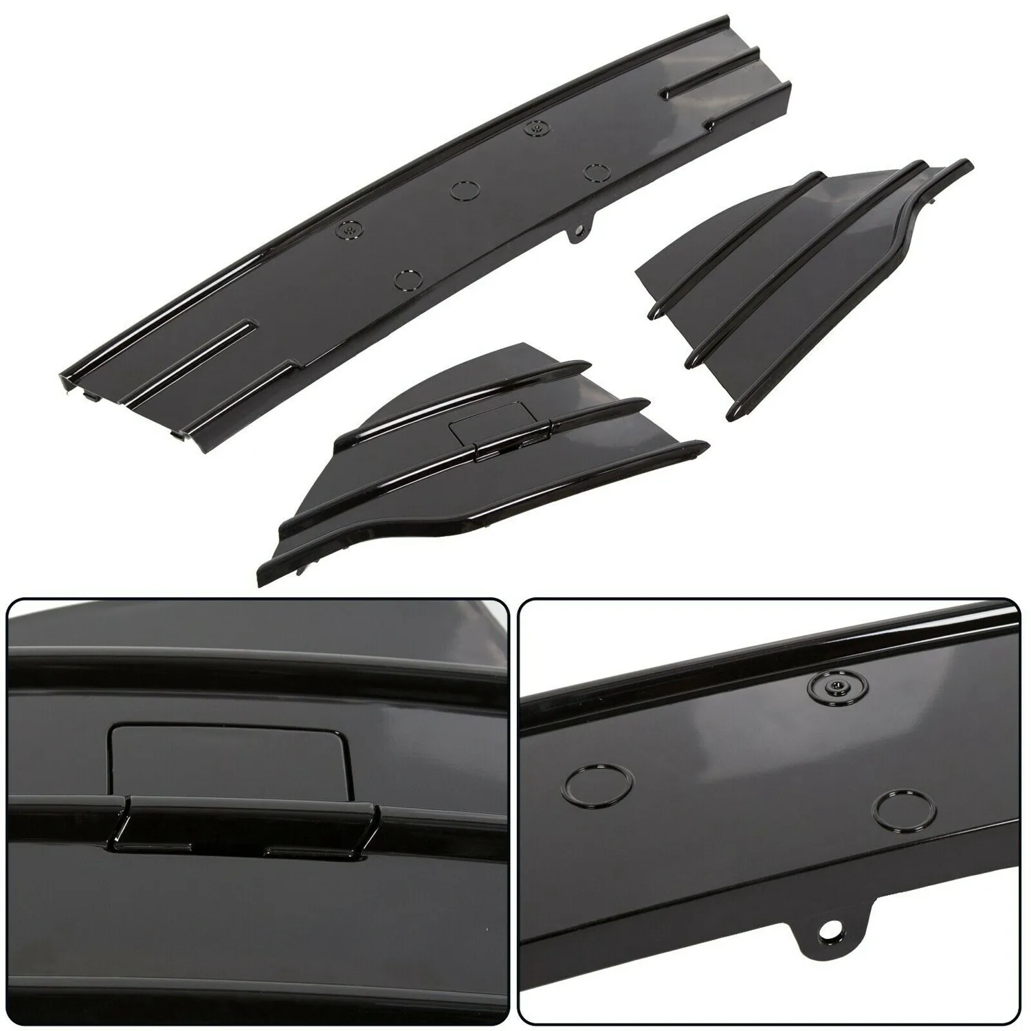 3Pcs Car Trim Front Bumper Lower Grille Fog Protector Cover for Ford Escape Kuga 2013-2016(Gloss Black) | Автомобили и мотоциклы
