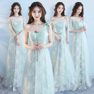 Bridesmaids Dresses Illusion Embroidery Strapless Sleeveless Pleat Floor-Length A-Line One Shoulder Lady Wedding Party Gown E326 Bridesmaids Dresses Illusion Embroidery Strapless Sleeveless Pleat Floor-Length A-Line One Shoulder Lady Wedding Party Gown E326