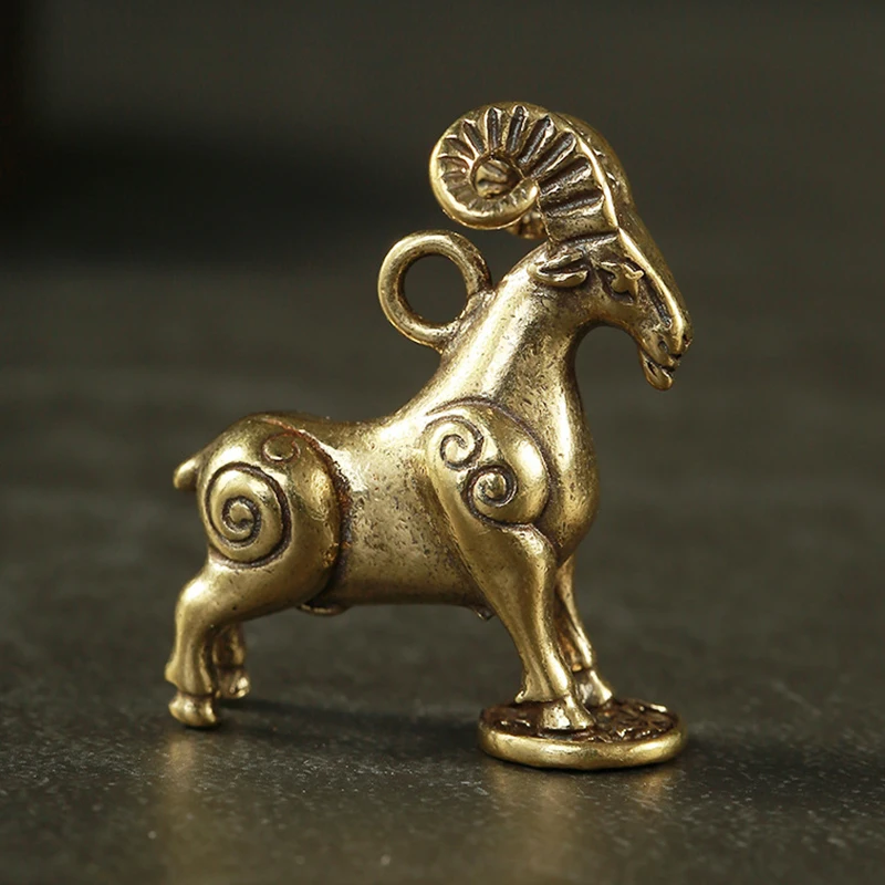 

Retro Brass Creative Sheep Pendant Ornament Decoration Retro Copper Table Desktop Decoration Trinket DIY Accessories Keychain