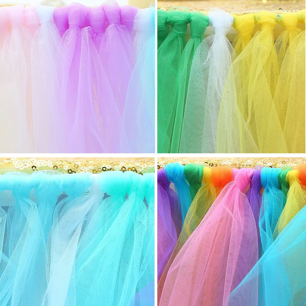 1*0.8m Sweet Table Decoration Baby Shower Decorations Party Cloth Pink Tulle Tutu Skirt Romantic Wedding Favor | Дом и сад