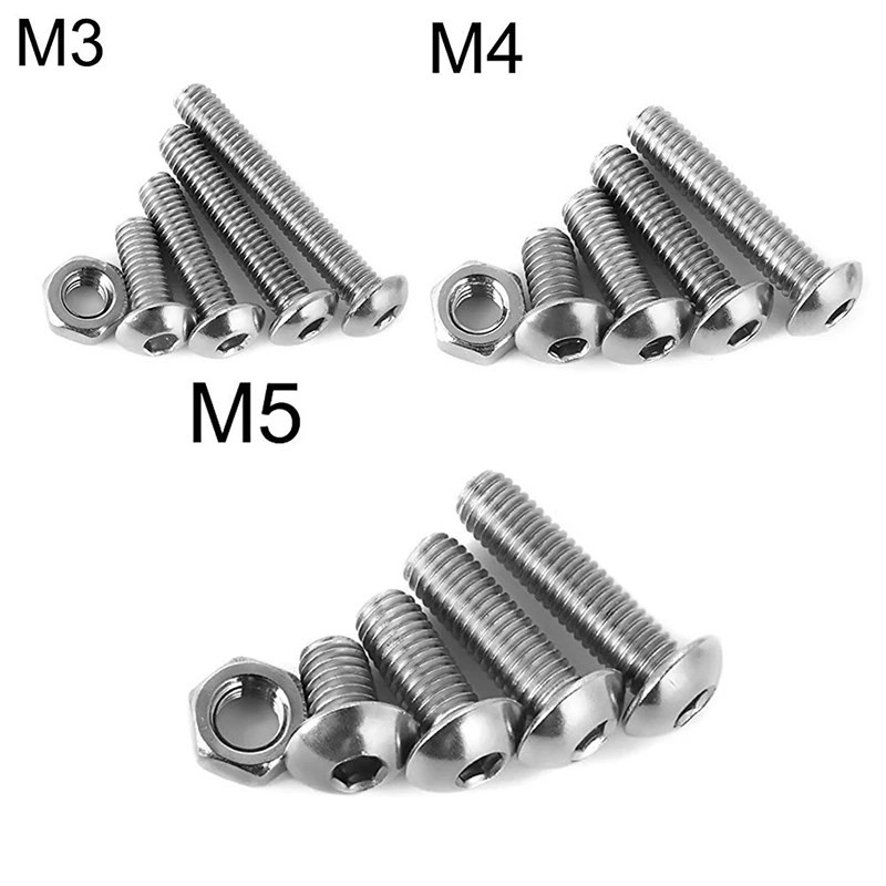 Набор шестигранных винтов из нержавеющей стали 500 штук кор. 304 с коробкой M2.5 M3 M4 M5
