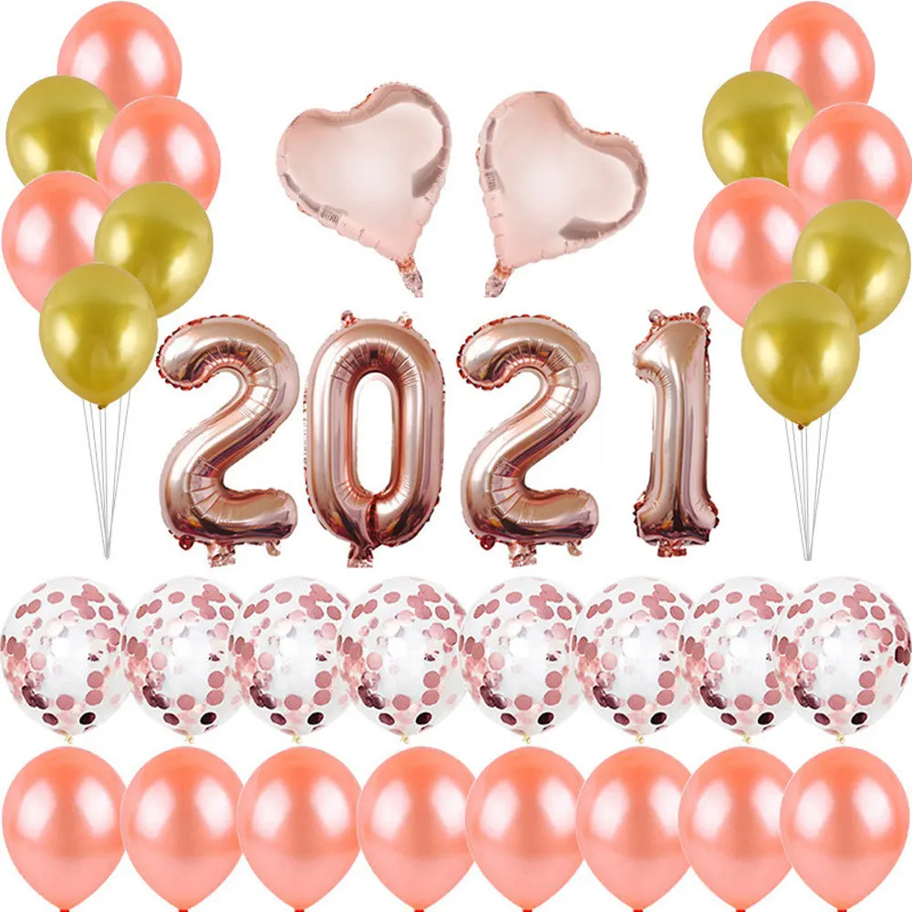

New 2021 sequined balloon 32 inch digital balloon set company annual meeting background wall decoration room decoration balloon