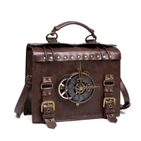 mechanical retro ita bag steam punk clock shoulder wallet steampunk anime briefcase gothic bag pu leather handbags for women