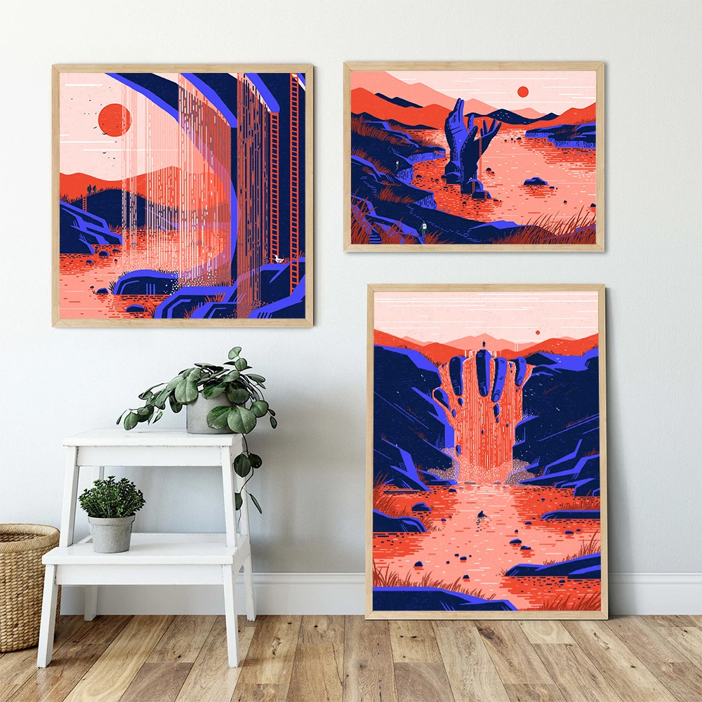 

Abstract Sea Mountain HandPainted Landscape Art Canvas Art Wall Painting Posters and Prints Unique Gift Home Decor