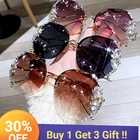 Градиентные солнцезащитные очки без оправы женские квадратные большие очки женские солнцезащитные очки Стразы бриллианты Gafas 2021