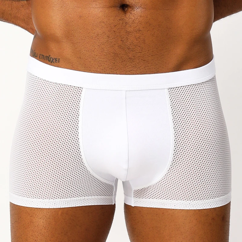 Mesh Boxer Men Underwear Breathable Hole Cuecas Masculina Man Boxers Underpants Boxershorts Homme Cotton Boxershorts Cueca