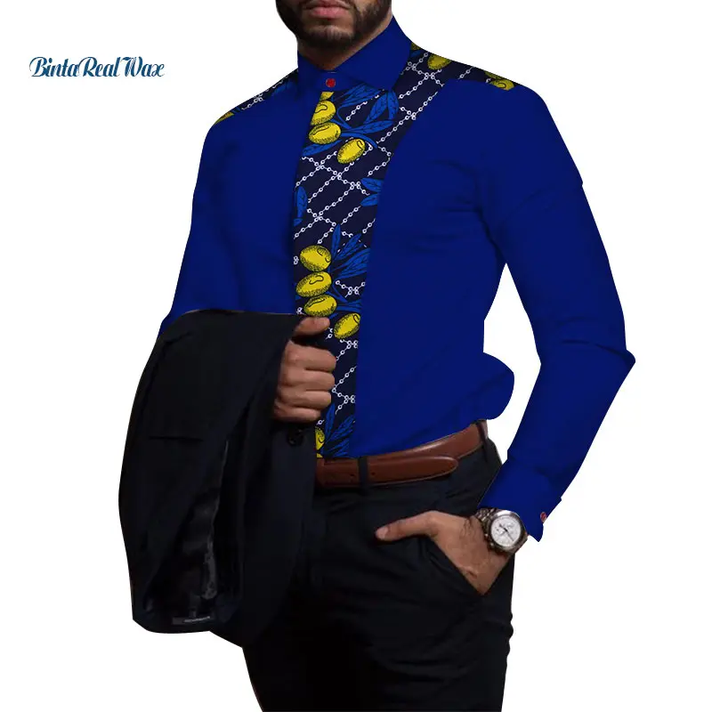 Повседневная мужская рубашка из 100% хлопка африканская одежда Дашики Лоскутная с