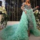 Вечерние платья с открытыми плечами Дубай дизайн мятного цвета на заказ 2020 платье для выпускного вечера с бисером из Саудовской Аравии Длинные вечерние платья со съемной бахромой