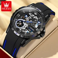 olevs mens automatic man watch carved hollowed mechanical watches luminous waterproof fashion silicone strap mens wristwatch