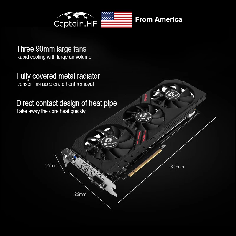 

US Captain Colorful NVIDIA iGame GeForce RTX 2060 Ultra Gaming Graphics Card,Desktop Computer, Three-Fan Gaming Card -Black