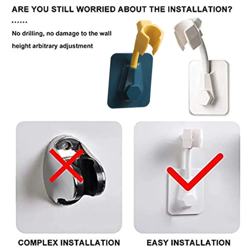

3pcs Shower Head Holder 360 Degree Adjustable Handheld Showerhead Bracket Adhesive Shower Wall Mount Holder Drill Free