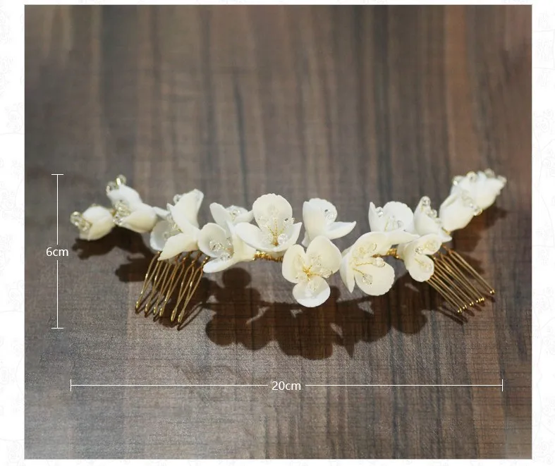 Белый фарфоровый цветок Свадебная Корона гребень для волос Элегантные Свадебные