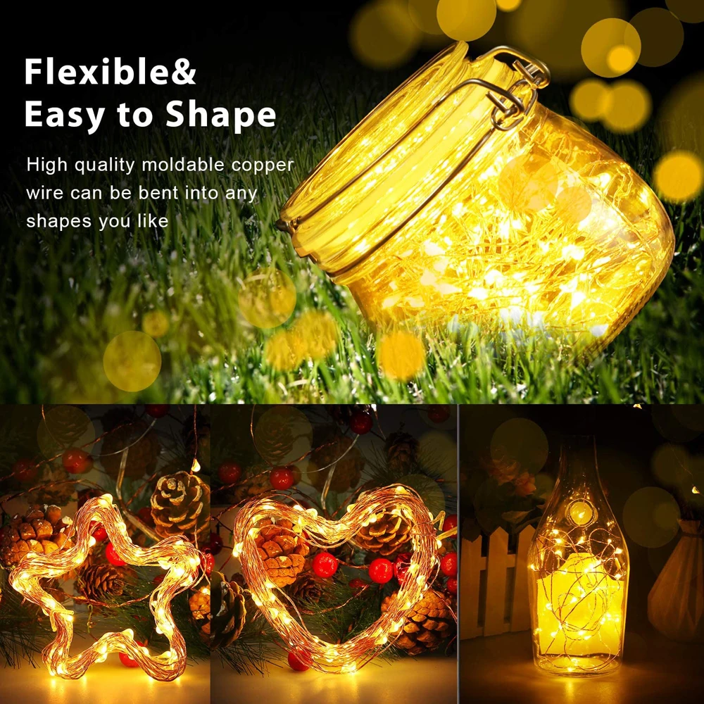 

Copper Wire String Fairy Lights 2m 20LEDs Button Battery for Home Indoor Bedroom Festival Party Wedding Christmas Deco Lamp