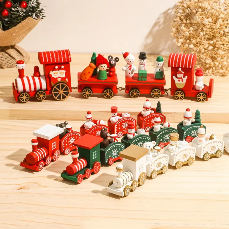 Рождественское украшение деревянного поезда Рождественское украшение для дома подарок Санта Клауса Natal Navidad Noel 2022 новогодний Рождественский Декор