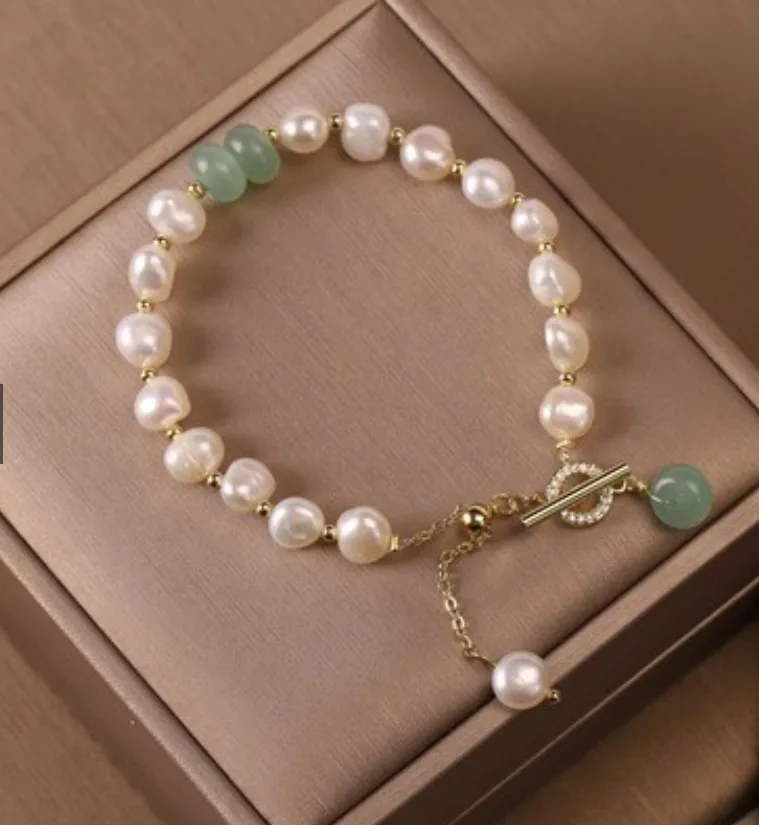 

Korean Fashion Charm Pearl Jewelry Simple Natural Freshwater Pearl Bracelet Elegant Women's Stretch Adjustable Stone Bracelet