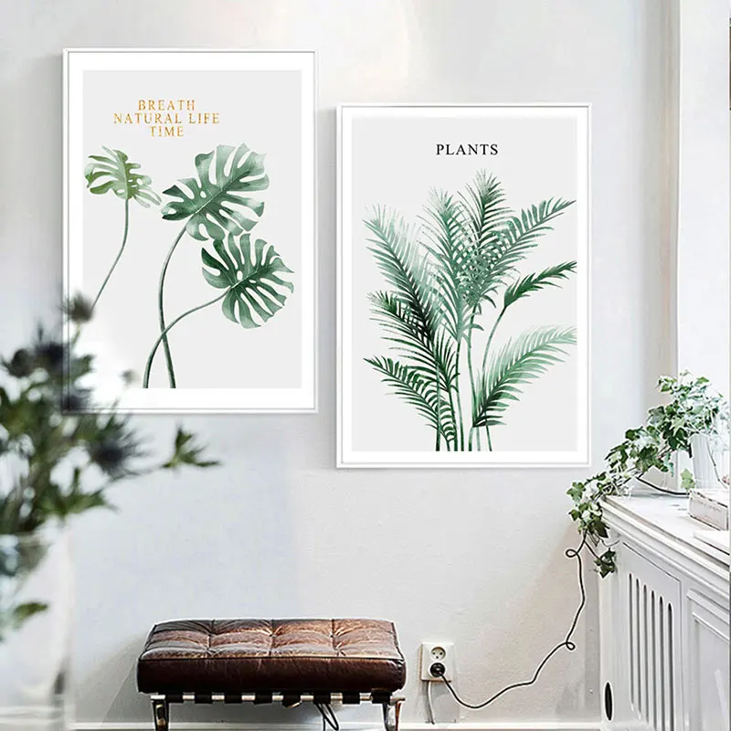 Зеленые суккулентные растения листья холст плакат настенное искусство