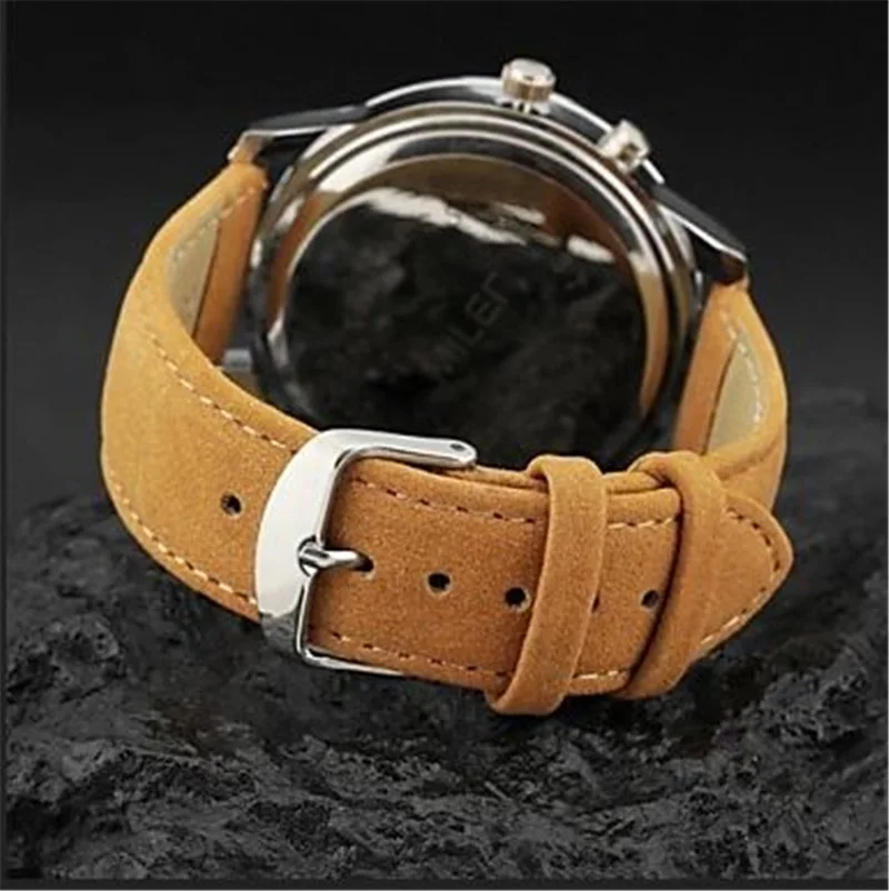 Часы мужские кварцевые с кожаным ремешком повседневные спортивные в стиле