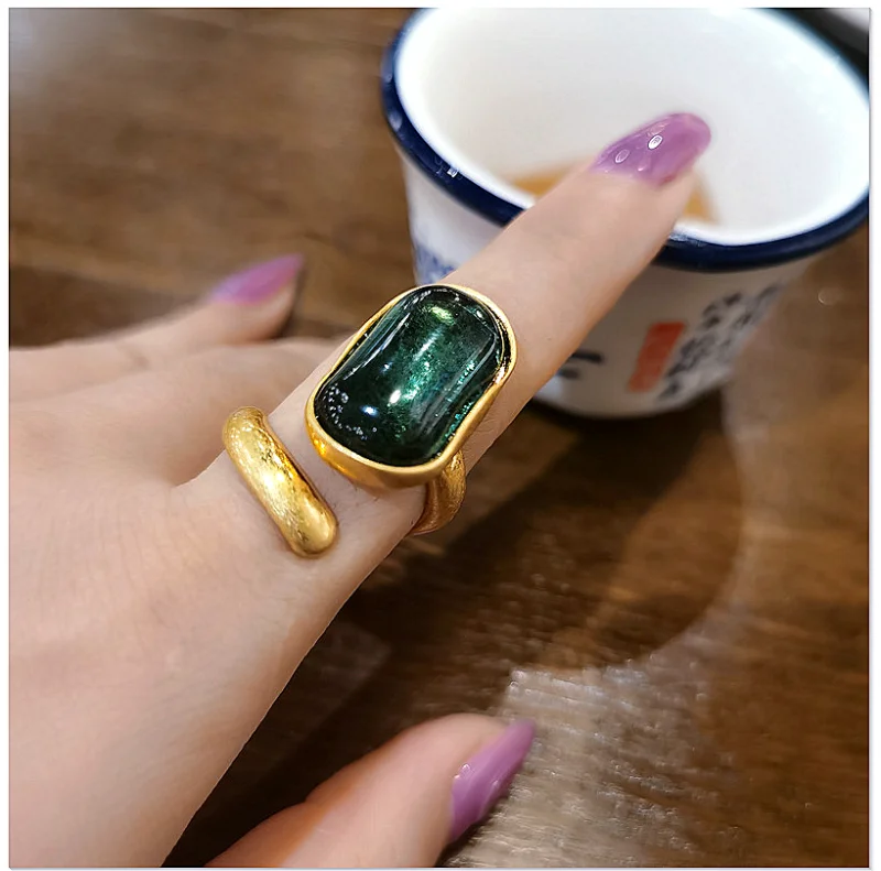 Кольца с зеленым камнем в стиле ретро штабелируемые кольца панк для вечевечерние