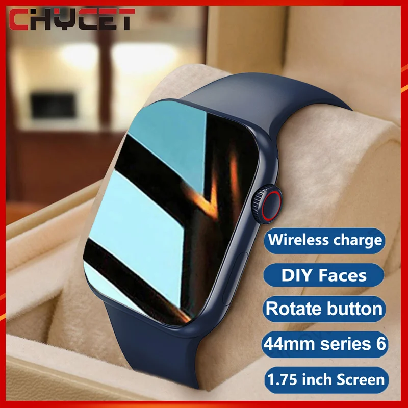 

CHYCET Original IWO Smart Watch Men Women Series6 Wireless Charging 1.75 Inch Smartwatch Dial Call DIY Faces PK W66 HW22 T500